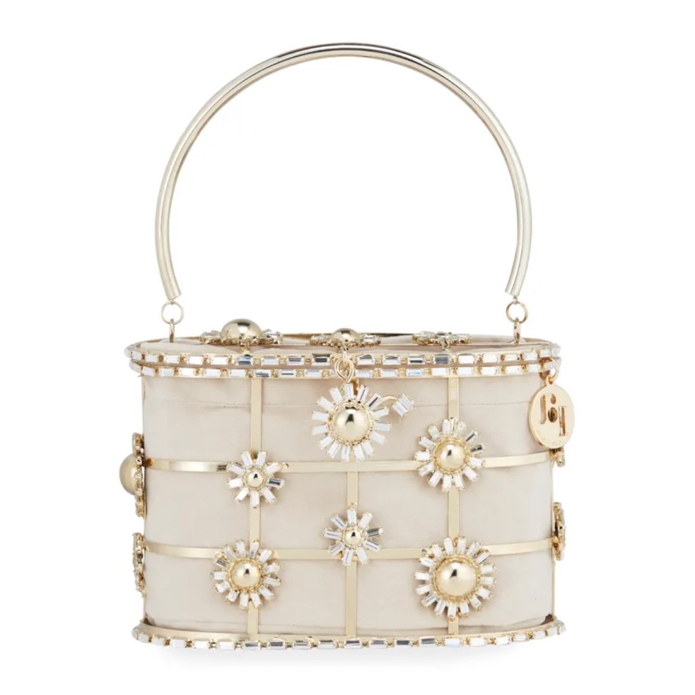 Rosantica Holli Flower Pearl-Handle Caged bag